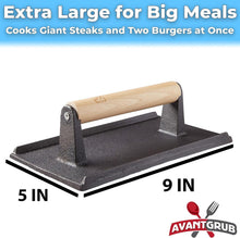 Load image into Gallery viewer, Extra-Large Cast Iron Grill Press Set - 3 Pre-Seasoned Weights with Wood Handles