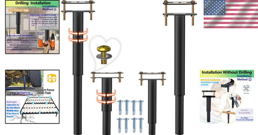 4PC Adjustable Bed Frame Support Legs - Universal Stabilizer 10-17.5" Height