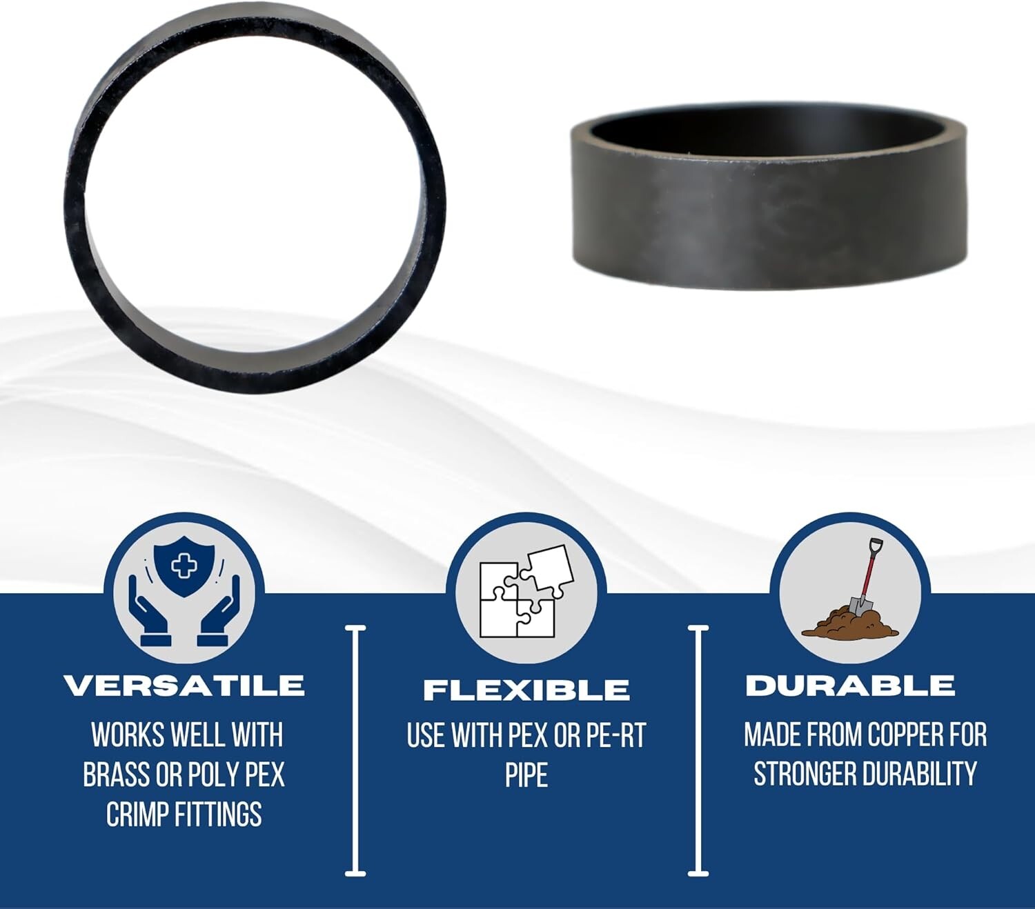 Bulk 100 Pcs 1-Inch Black Oxidized Copper PEX Rings for Corrosion Resistance