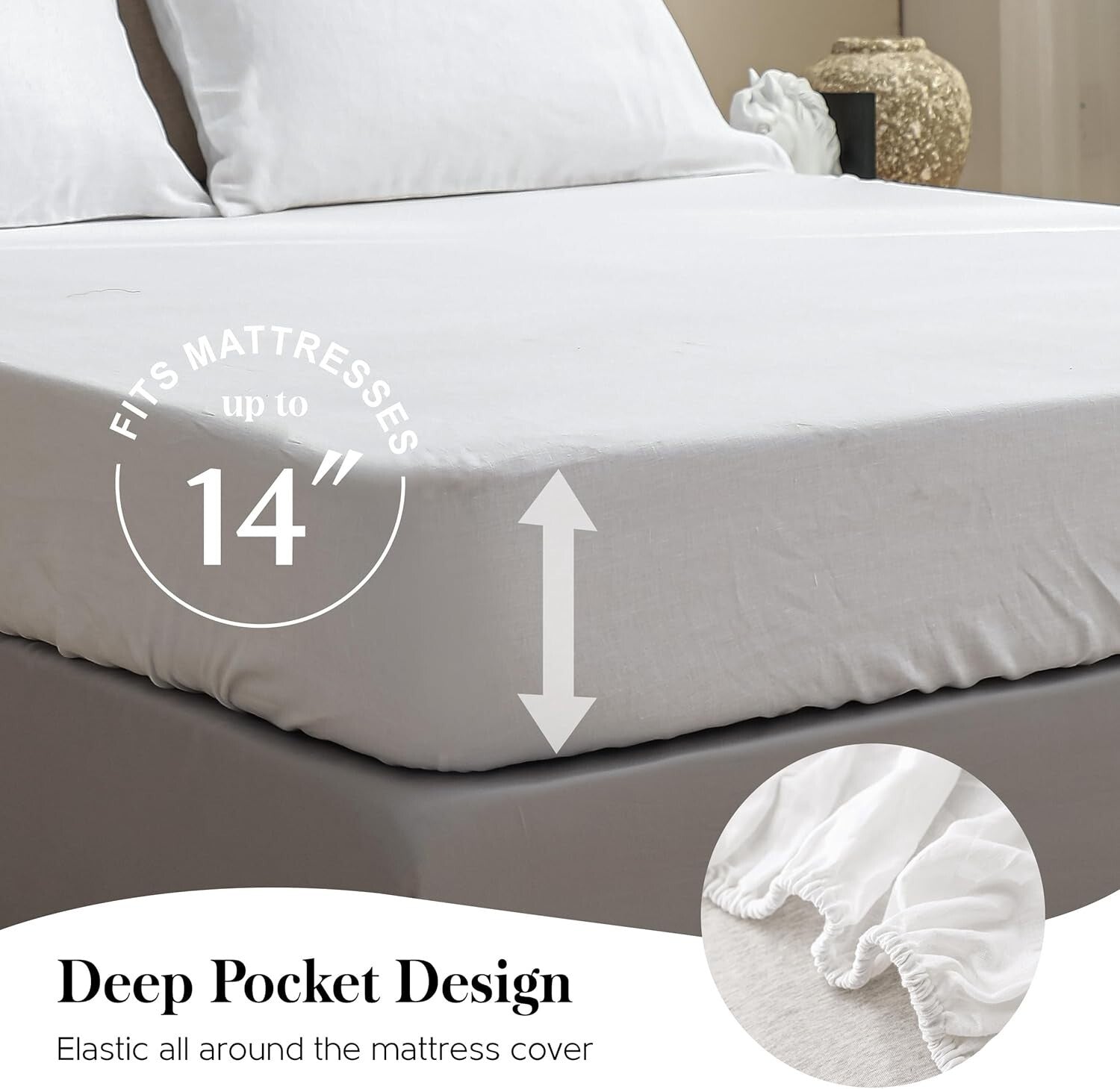 Elegant 4-Piece King Linen Sheet Set - Deep Fitted and Breathable Comfort