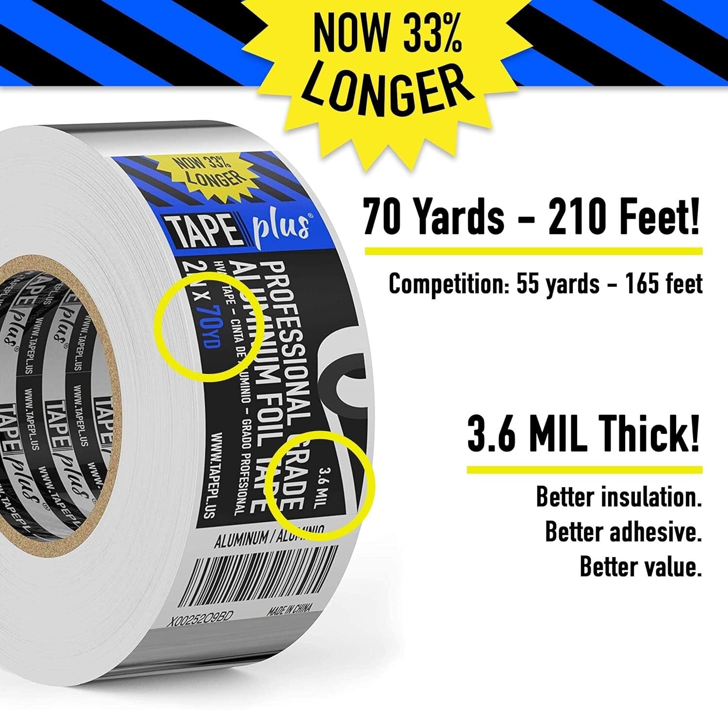 6-Pack Heavy-Duty Aluminum Foil Tape – 2Inch x 70Yards with Money-Back Guarantee