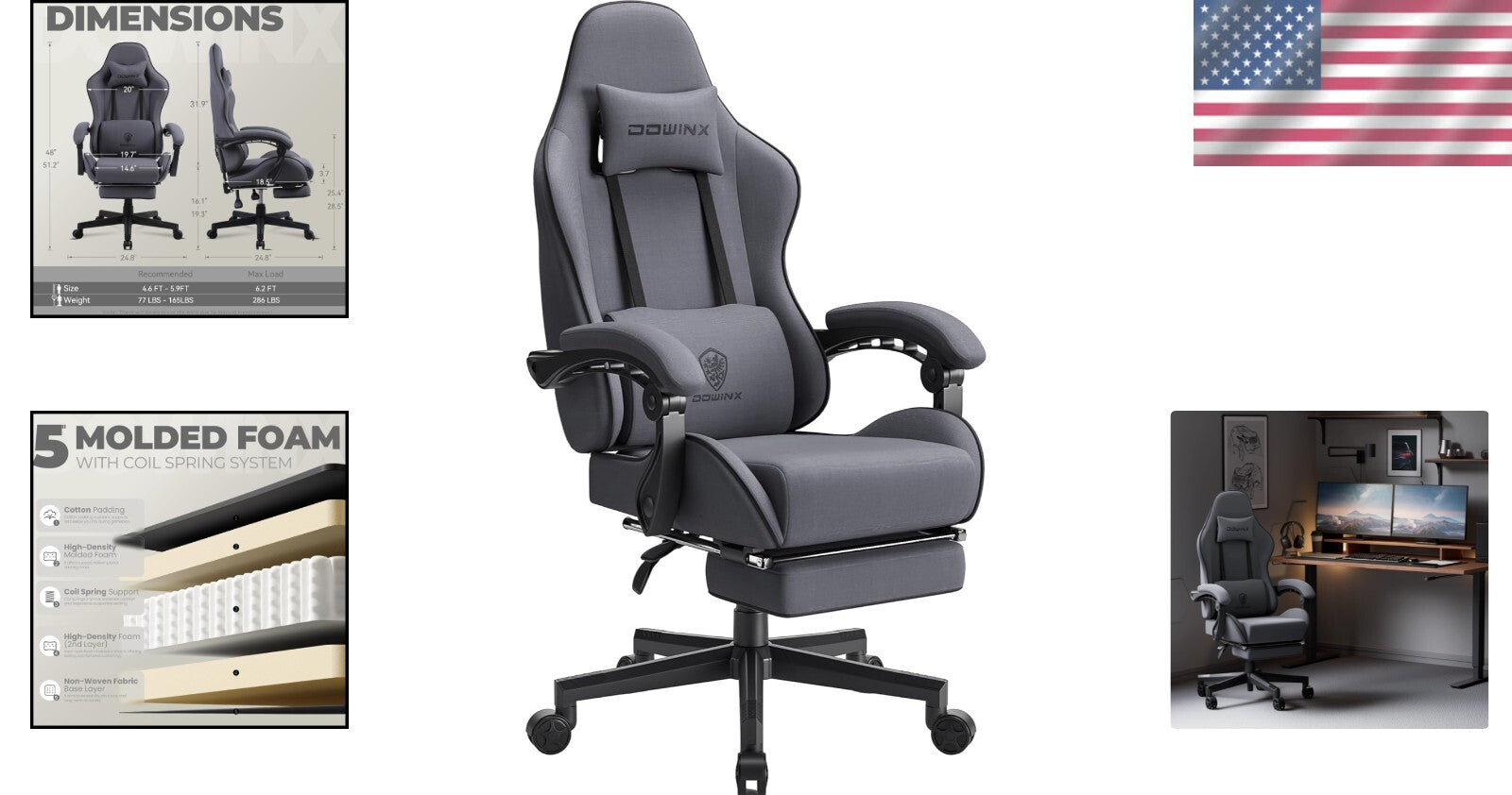 Gaming Chair with Footrest & Adjustable Height - Ultimate Comfort for Gamers