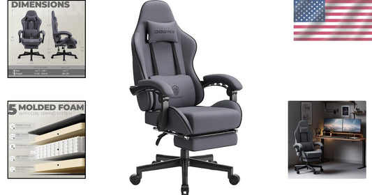 Gaming Chair with Footrest & Adjustable Height - Ultimate Comfort for Gamers