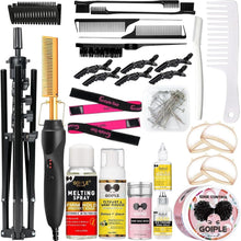 Load image into Gallery viewer, Versatile Tripod Wig Stand with Heating Hot Comb: Ideal for Cosmetology Training