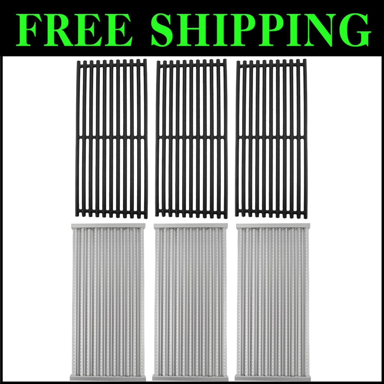 Premium Cast Iron Grill Grates & Stainless Steel Emitter Plates for Charbroil