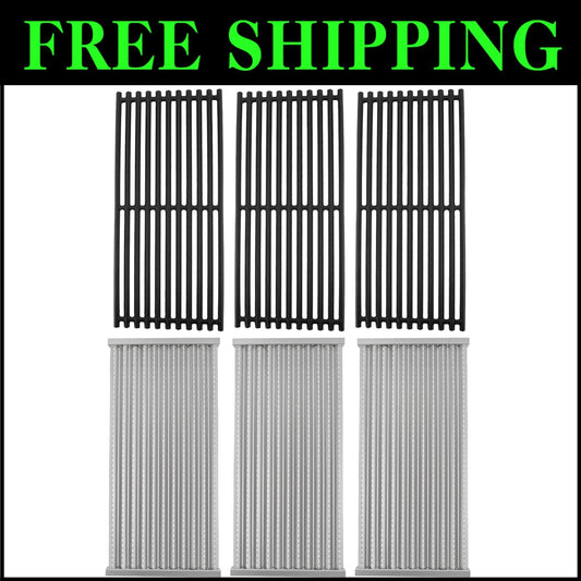Premium Cast Iron Grill Grates & Stainless Steel Emitter Plates for Charbroil