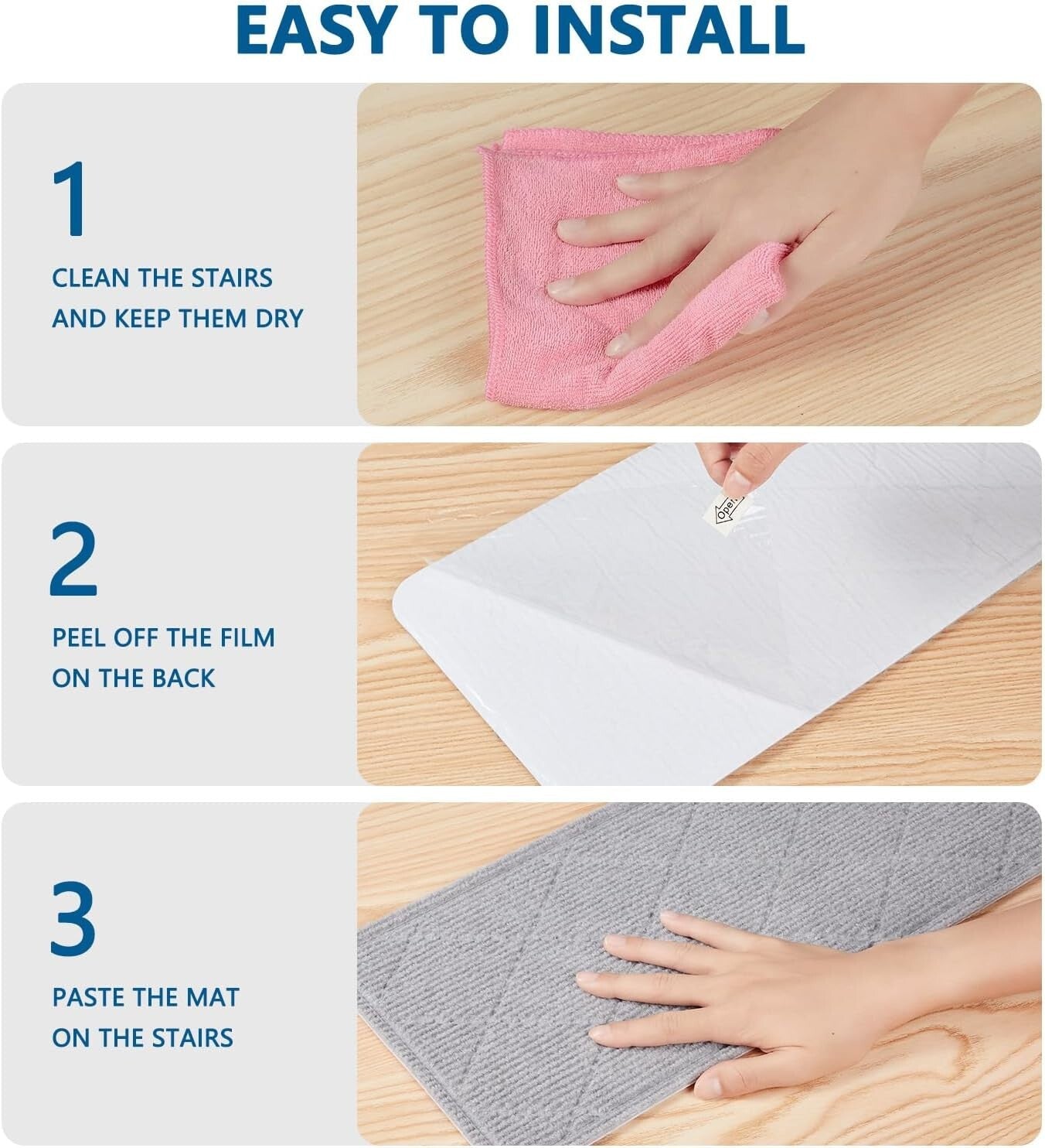 15-Pack Non-Slip Carpet Stair Treads for Safety - 8