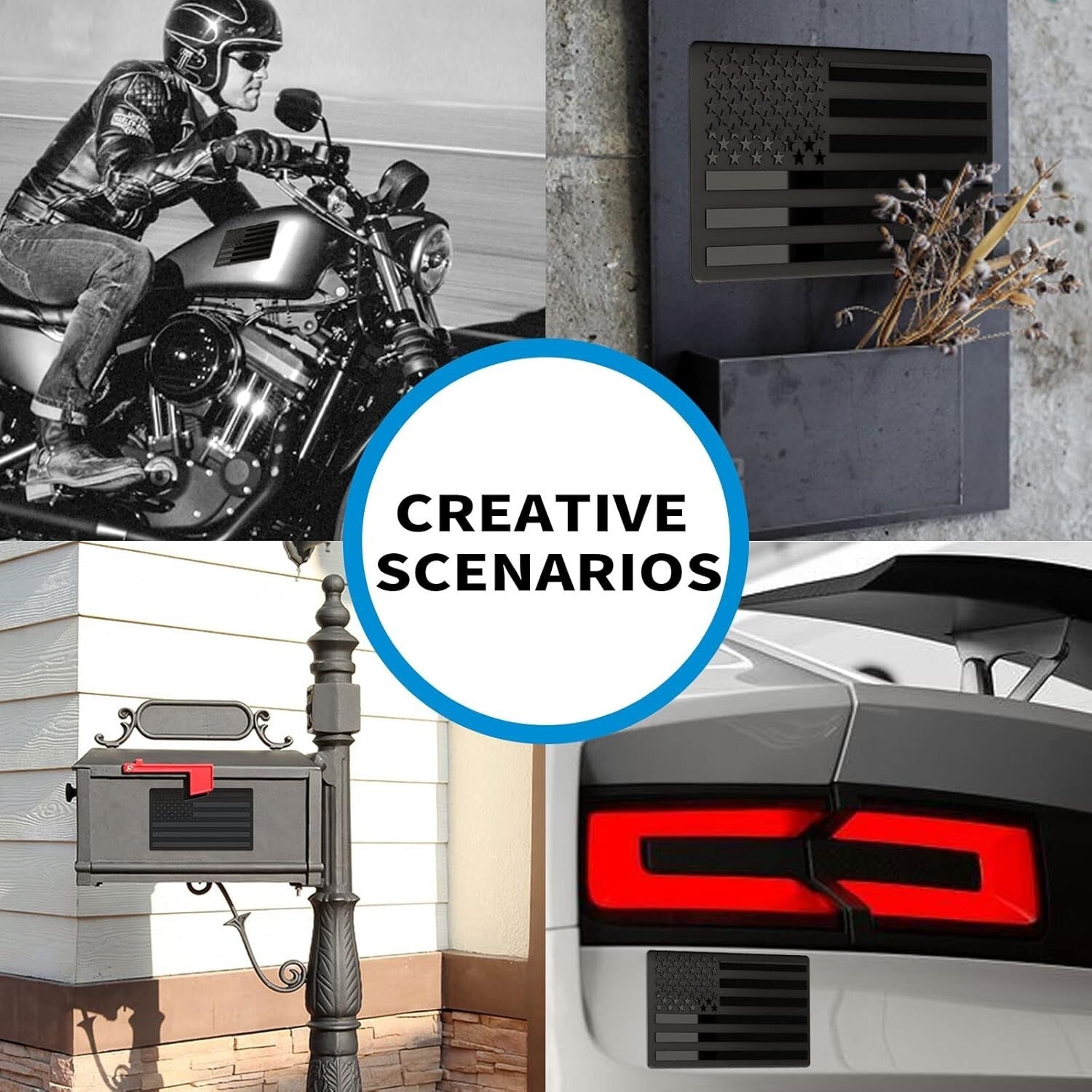 Durable 3D Metal All Black American Flag Stickers - 20 Pack for Cars & Laptops