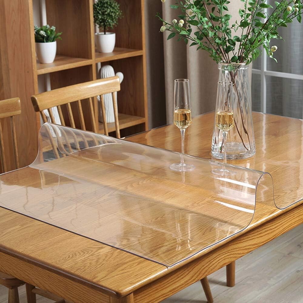Durable 1.5mm Thick Clear Plastic Tablecloth - Wipeable Protector 30x108