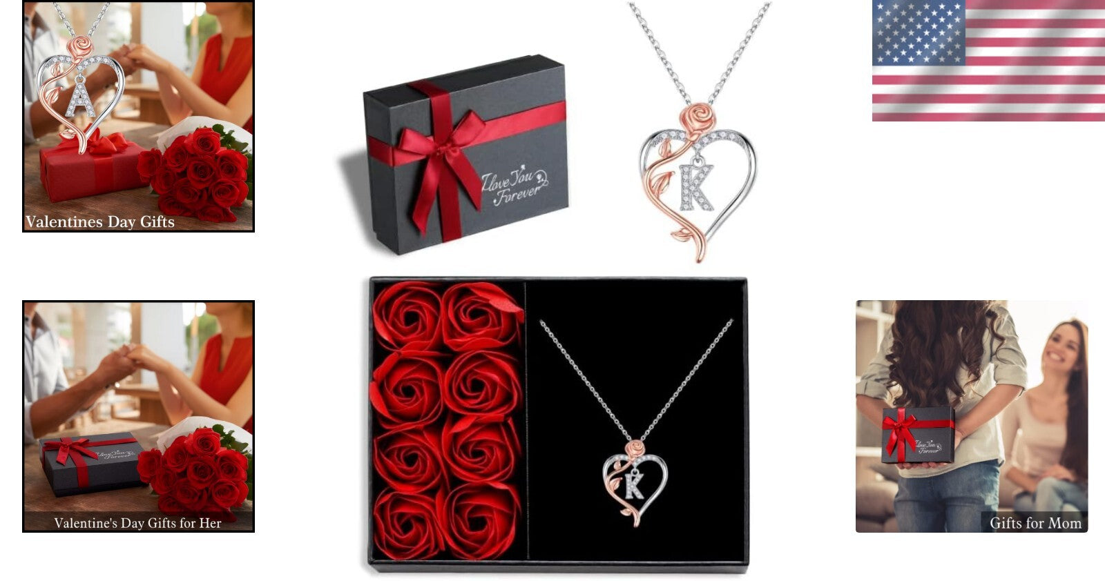 Elegant 925 Silver Rose Heart Necklace - Touching Gift for Wife, Mom, Girlfriend