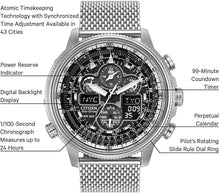 Load image into Gallery viewer, Pilot-Inspired Eco-Drive Atomic Watch - Chronograph with Perpetual Calendar