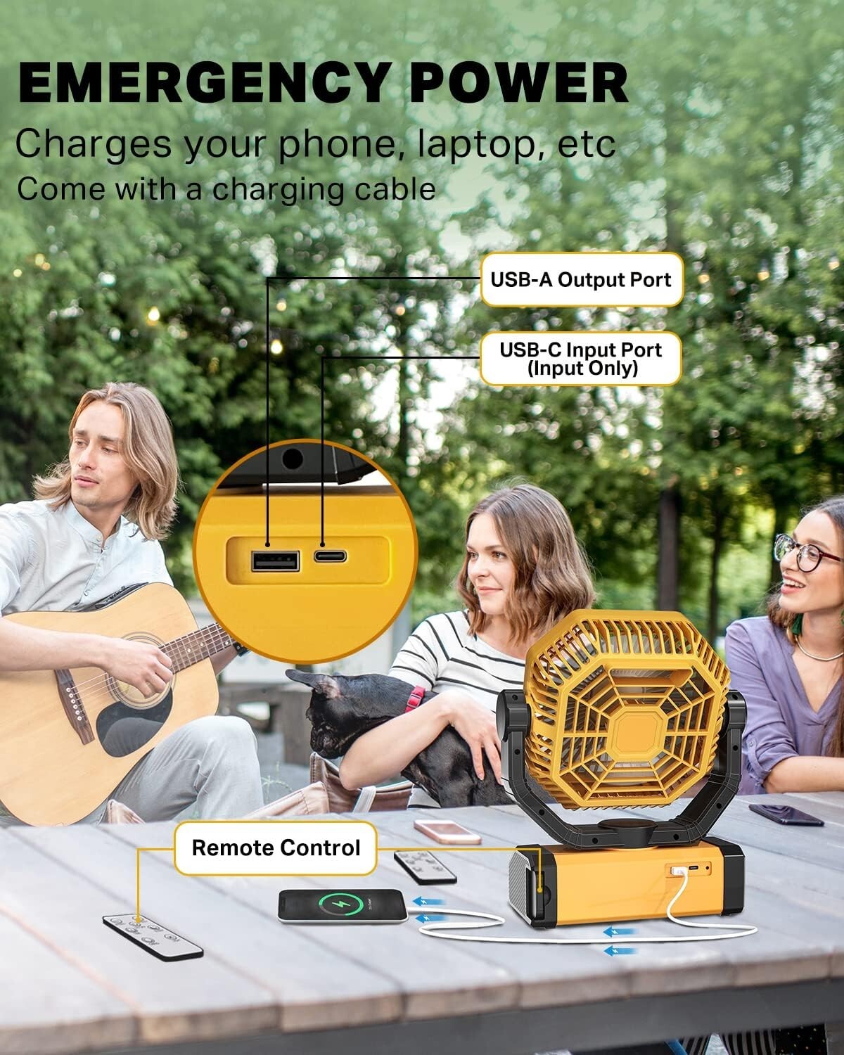 Stylish 20000mAh Camping Fan - Oscillating, Quiet, with Power Bank Function