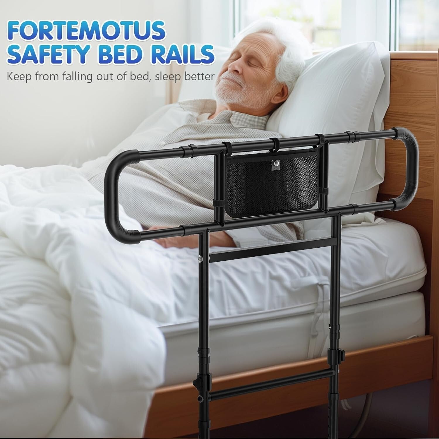 Robust Carbon Steel Bed Rails for Elderly - Easy Installation & Comfort Grip