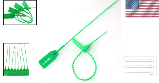 Durable Green Plastic Tamper Evident Tags - Zip Ties with Customizable Numbers