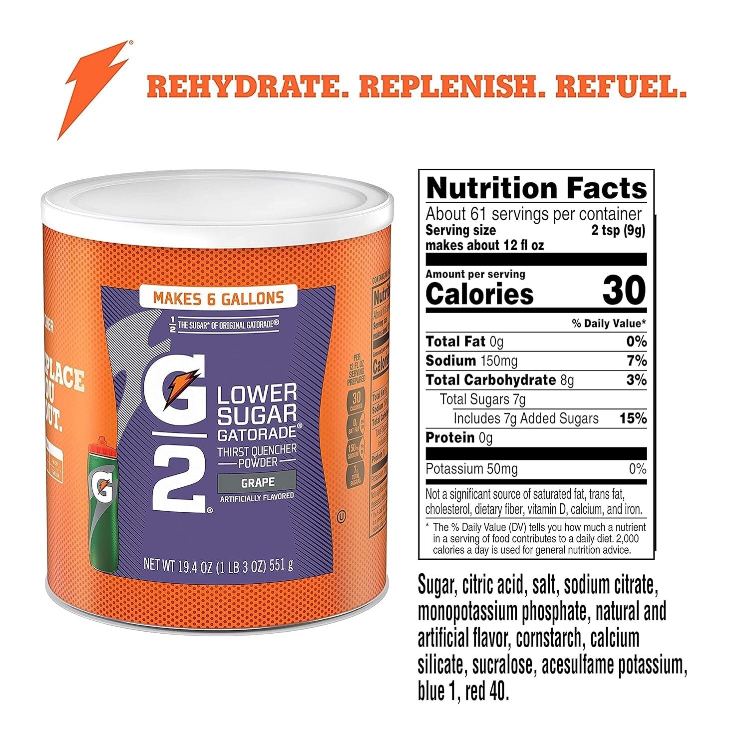 G2 Electrolyte Powder, Grape Flavor - Hydration Solution, Low-Calorie 3-Pack