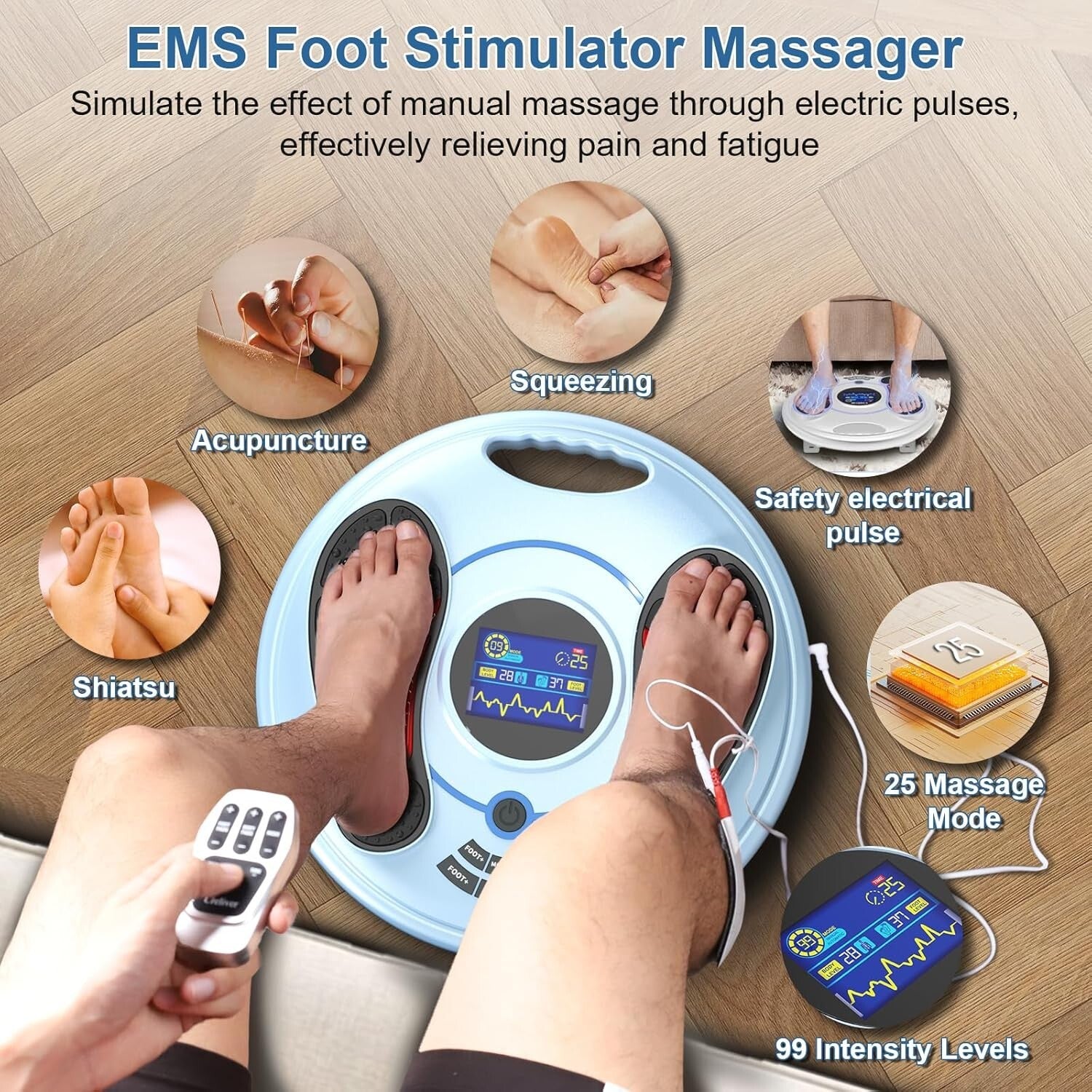 FDA Cleared Foot and Body Massager – Dual System for Pain Relief and Circulation