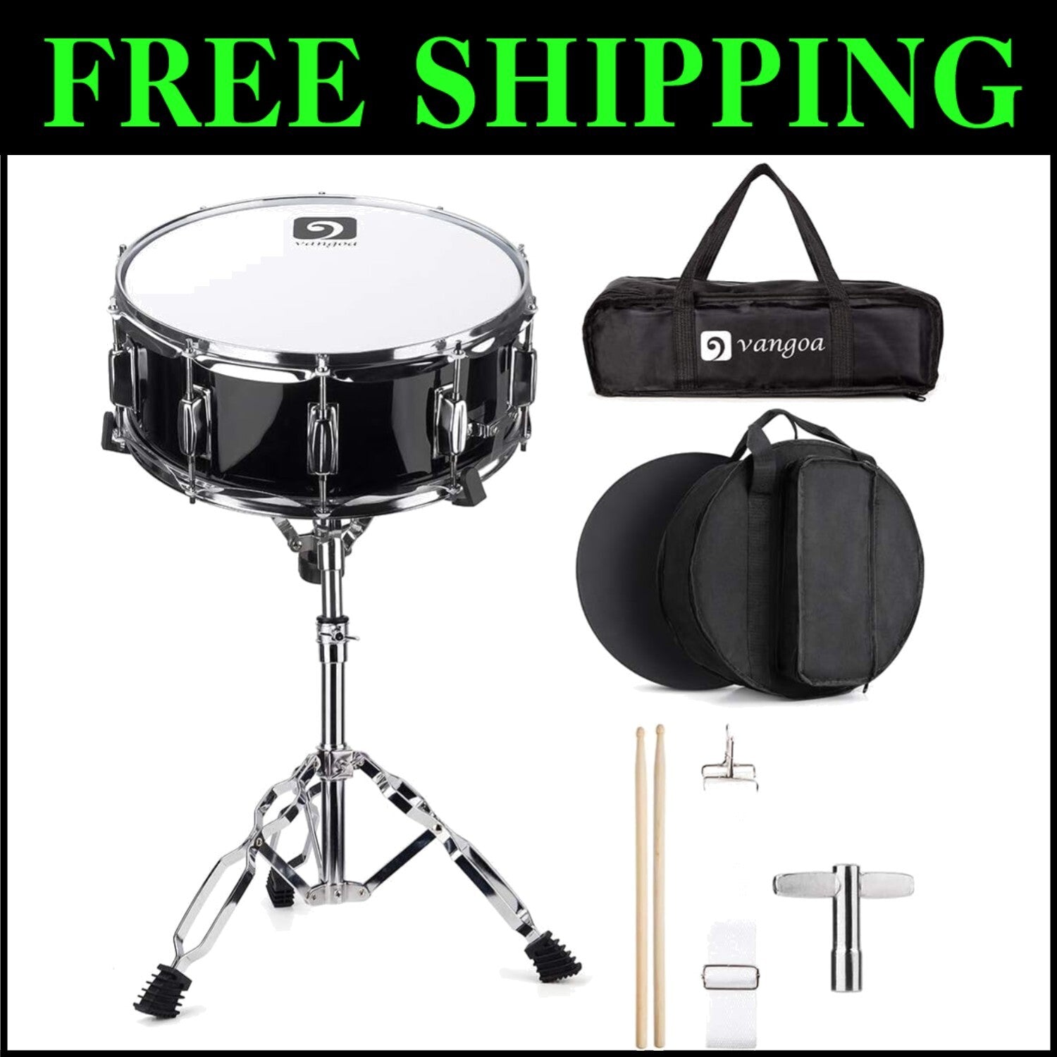 Complete 14-Inch Snare Drum Kit for Students with Transport Bag & Accessories