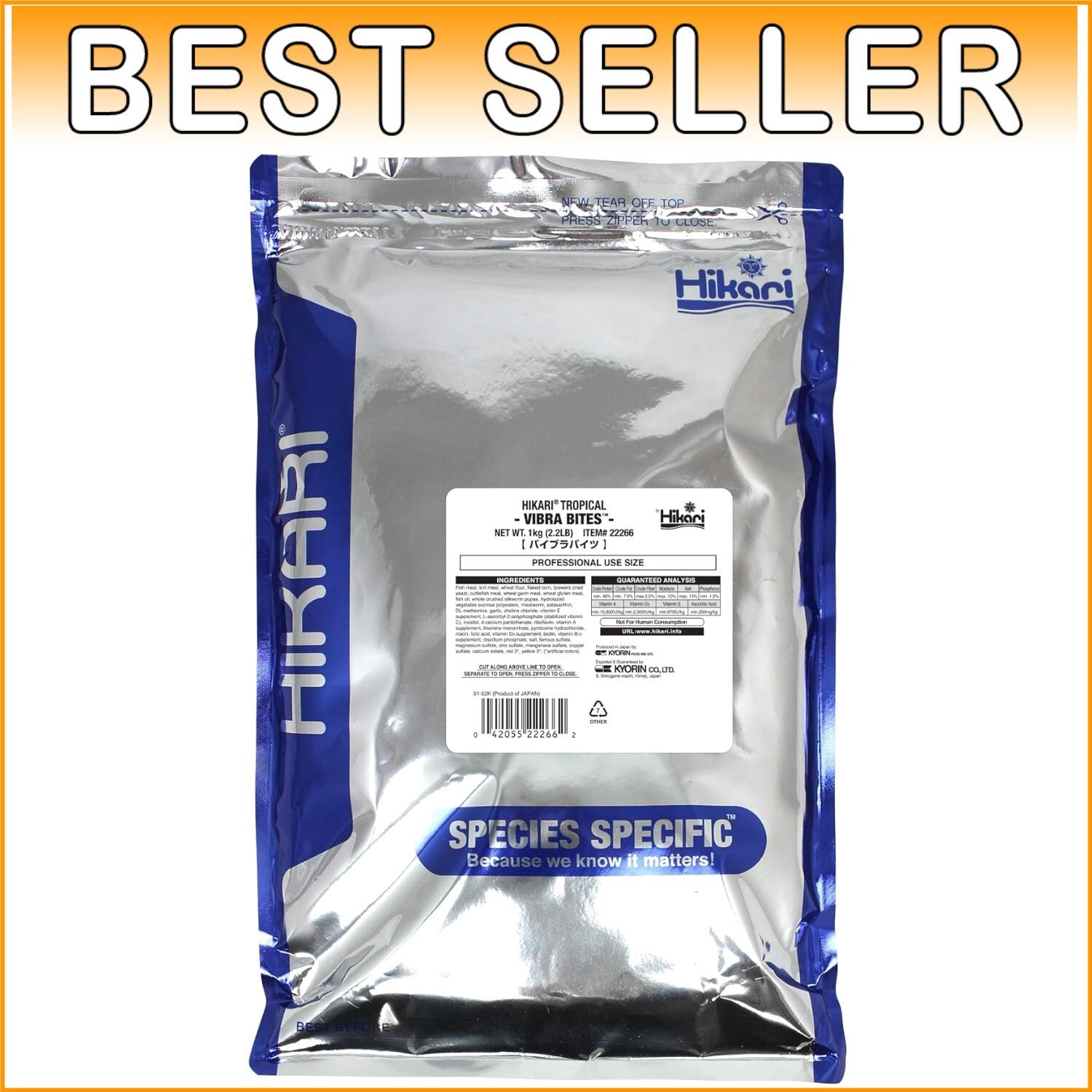 Hikari Vibra Bites 2.2 lb Tropical Fish Food - Color Enhancing Sticks