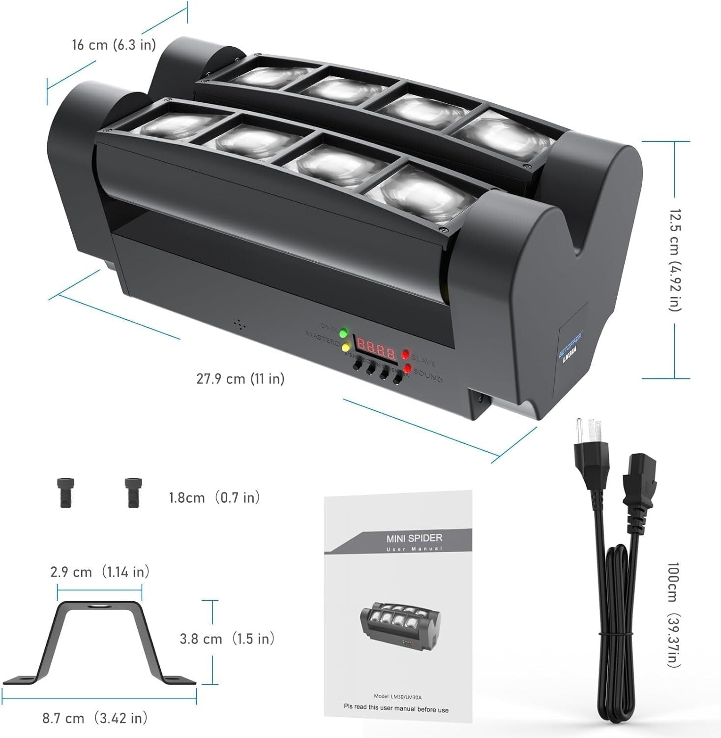 Sound Activated 8x3W RGBW Moving Head Light - Ideal for Parties, Weddings, Clubs
