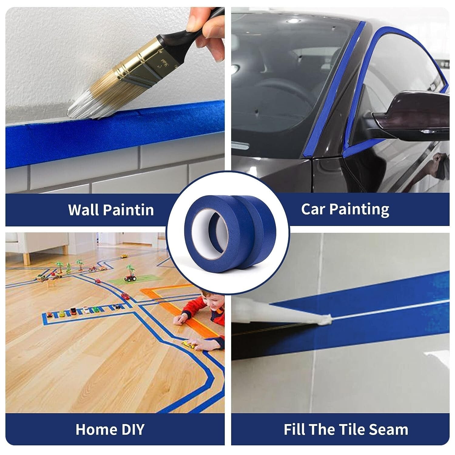Versatile 54 Roll Set of Writable Blue Painter's Tape for Sharp Edges & Marking