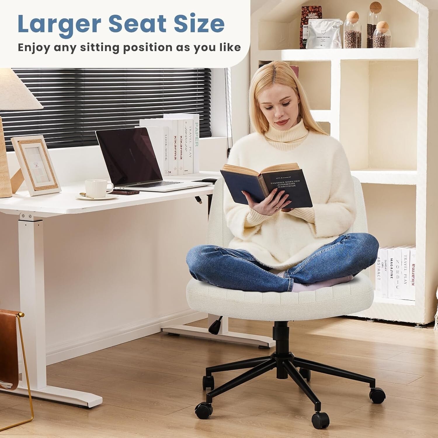 Comfortable Armless Criss Cross Chair with Wheels – Ideal for Study and Office