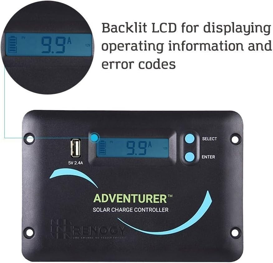 Smart 30A Solar Charge Controller - LCD Display & Bluetooth Monitoring Ready