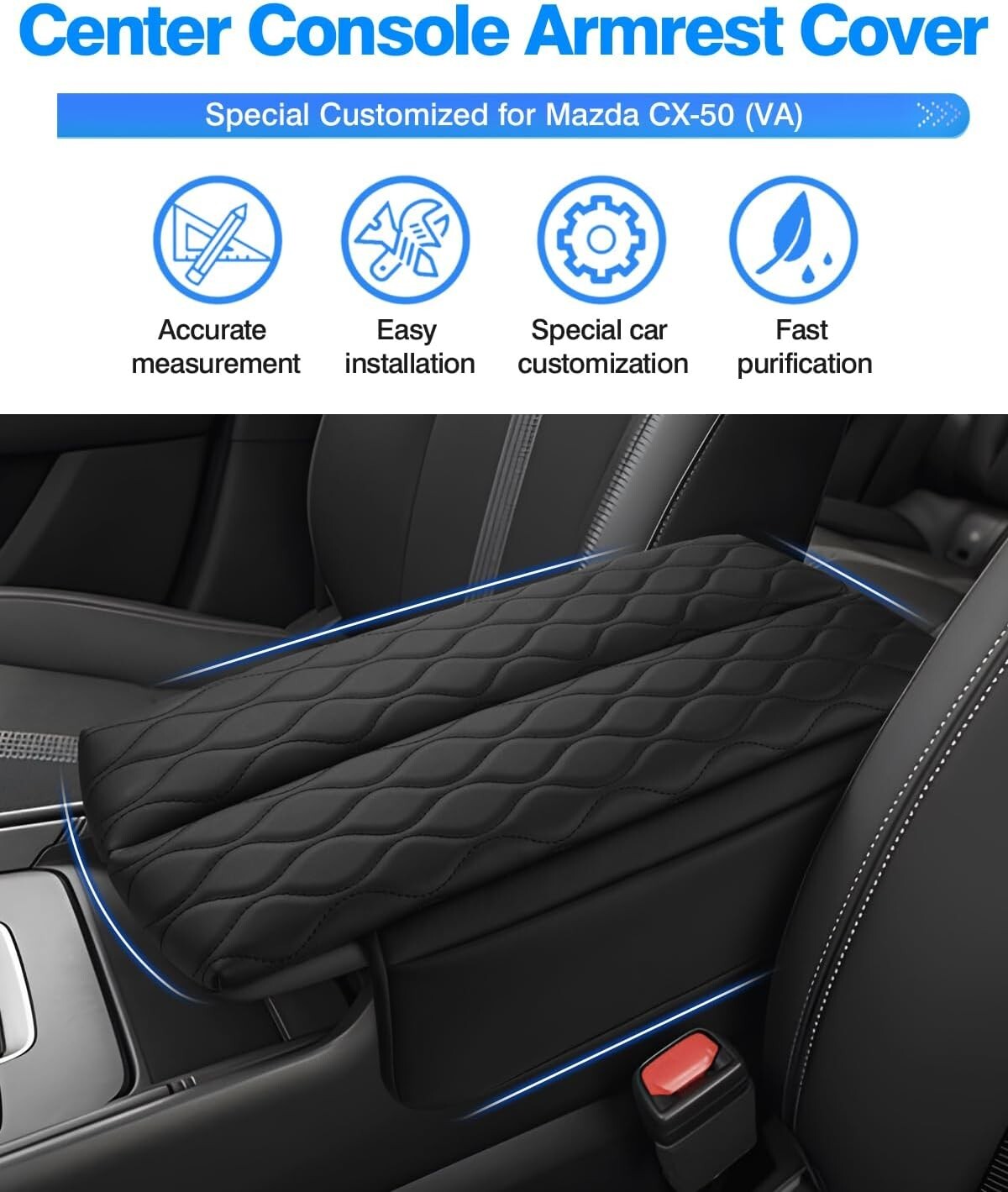 Custom Center Console Leather Cover for 2023-2025 Mazda CX-50 - Pockets Included