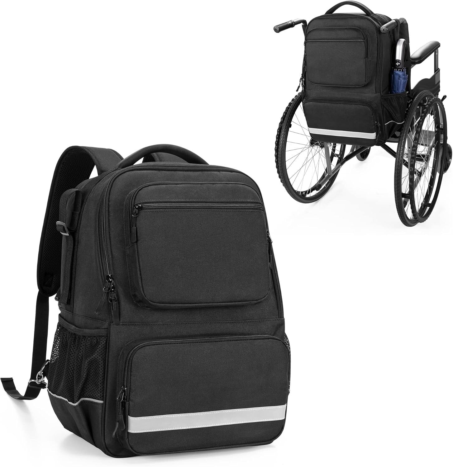 Functional Wheelchair Backpack w/ Insulated Pocket & Adjustable Stability Straps
