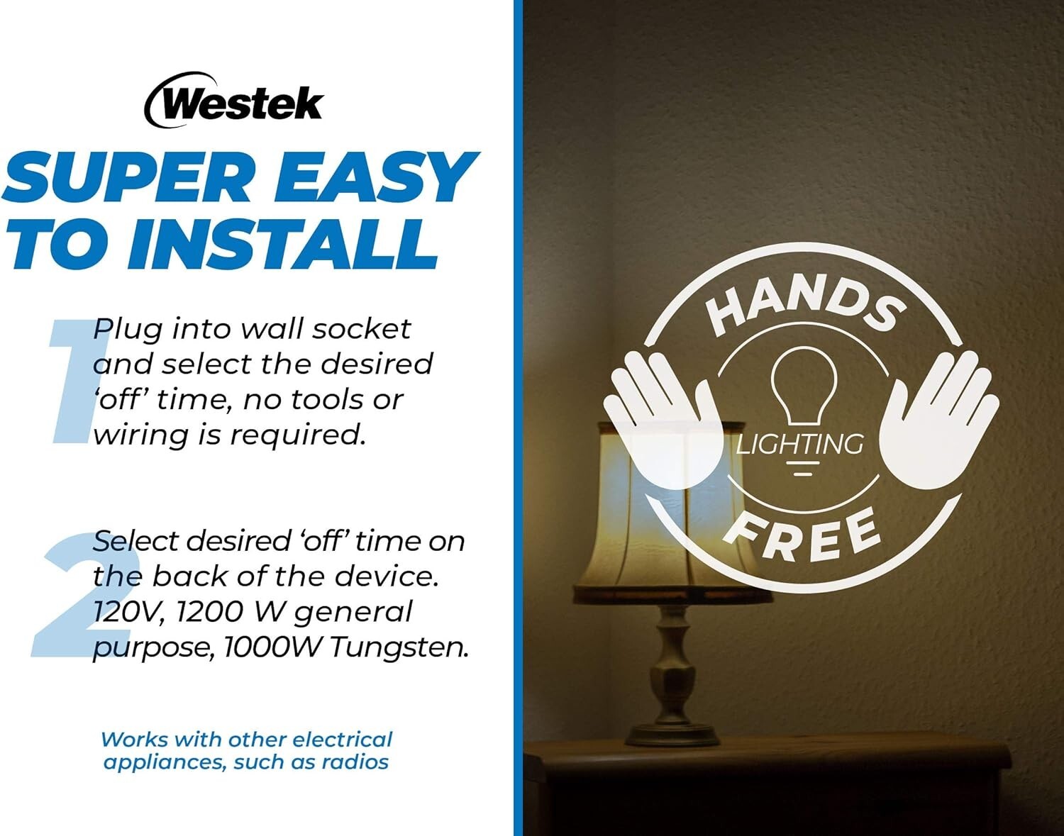 Easy Install Motion Sensor Light Control for Home - 2 Pack, 25ft Detection