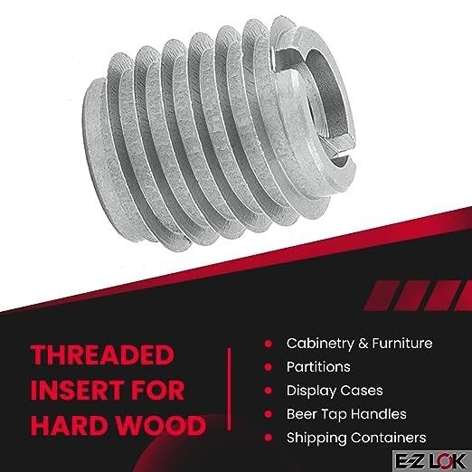 Durable 10-Pack Stainless Steel Threaded Inserts for Enhanced Hardwood Fastening