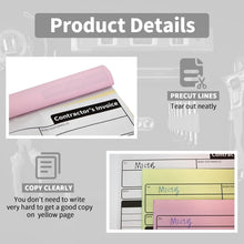 Load image into Gallery viewer, Professional Contractor Invoice Books - 3-Part Carbonless Forms, 7.3 x 11 Inches