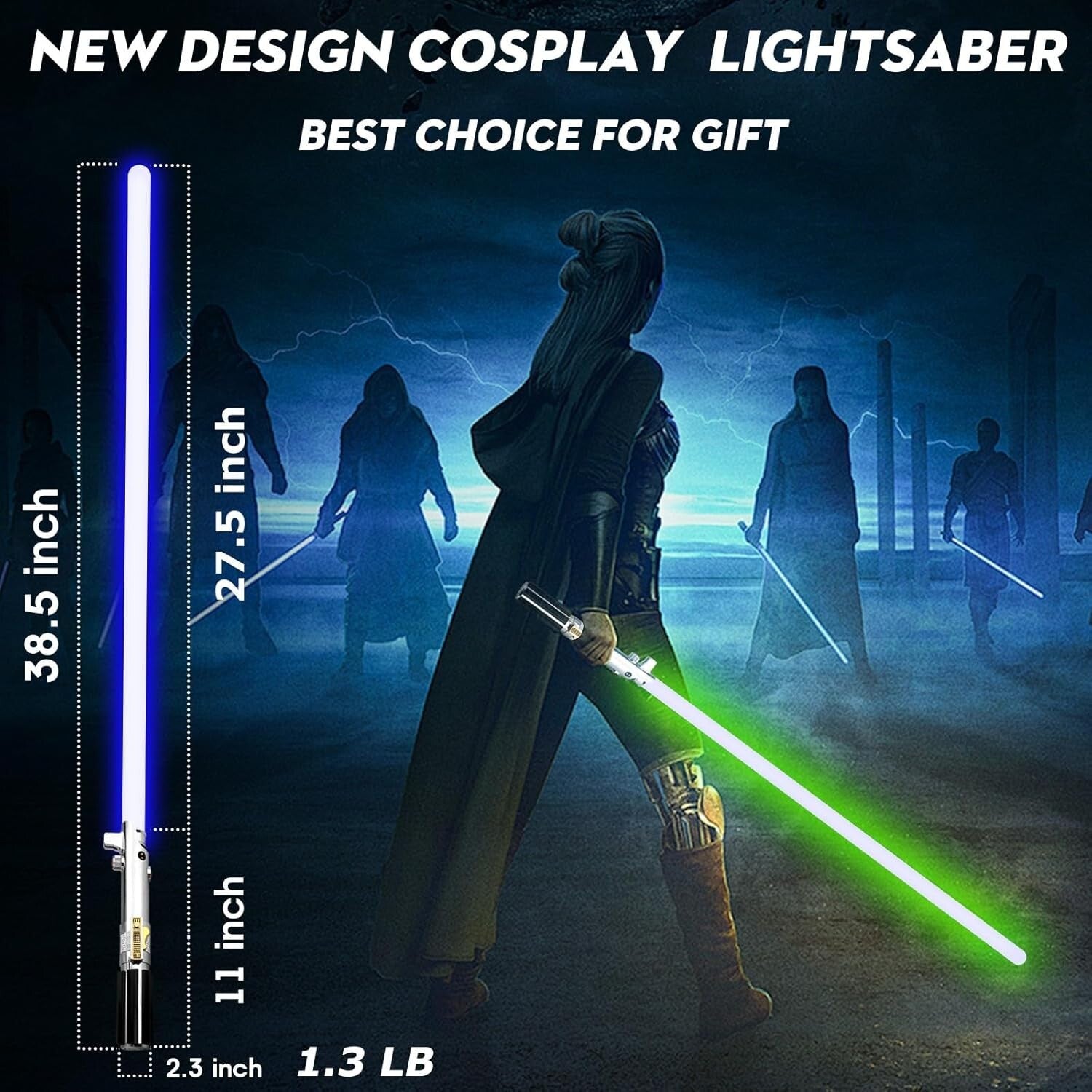 RGB Dueling Lightsaber with 39 Sound Effects - Perfect for Cosplay & Collecting