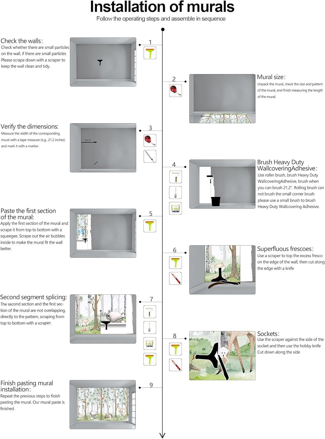 Durable Cartoon Animals Watercolor Wallpaper for Boys' and Girls' Rooms