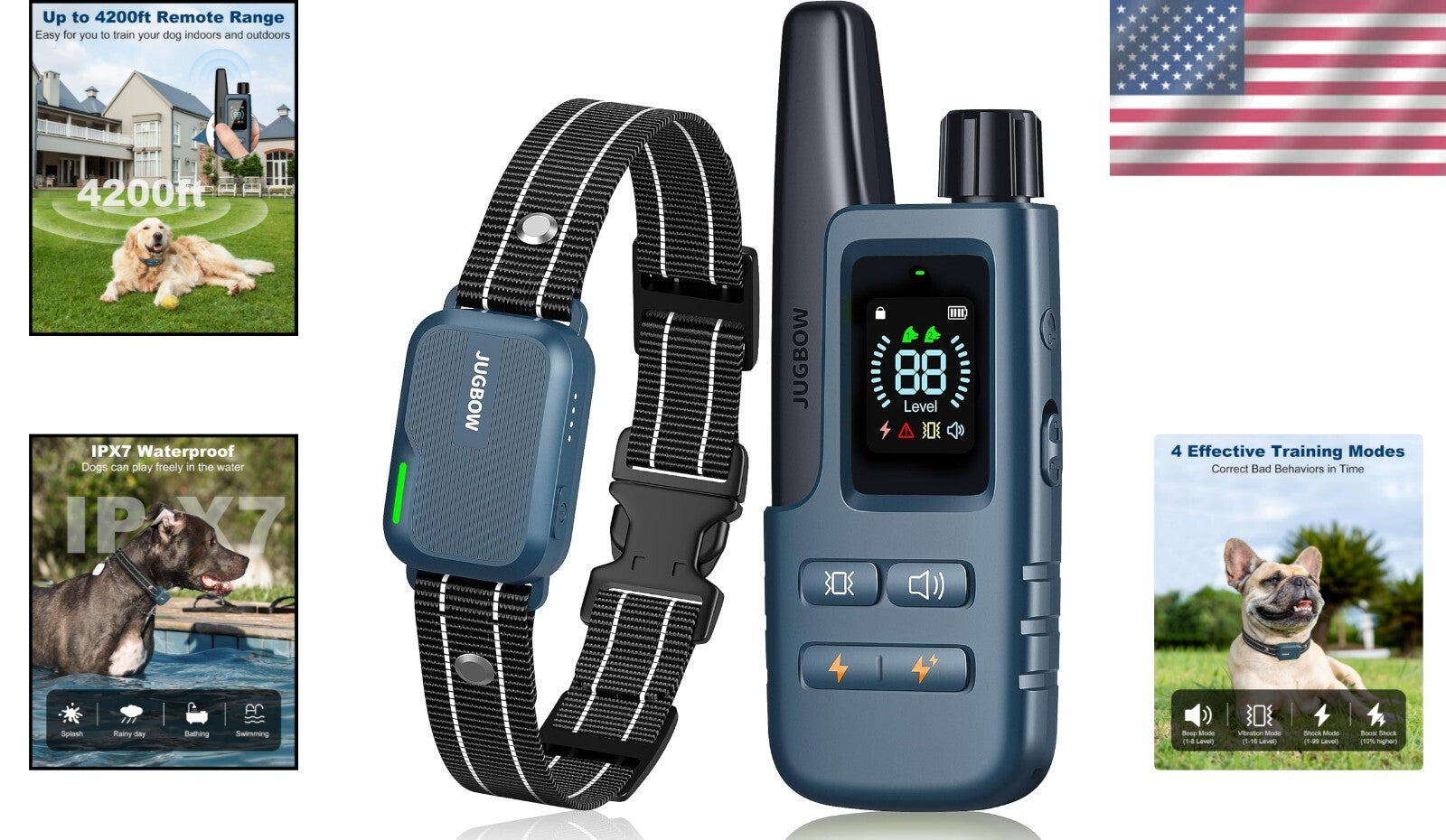 Rechargeable Dog Shock Collar with Remote - Fits All Breeds, Waterproof Design