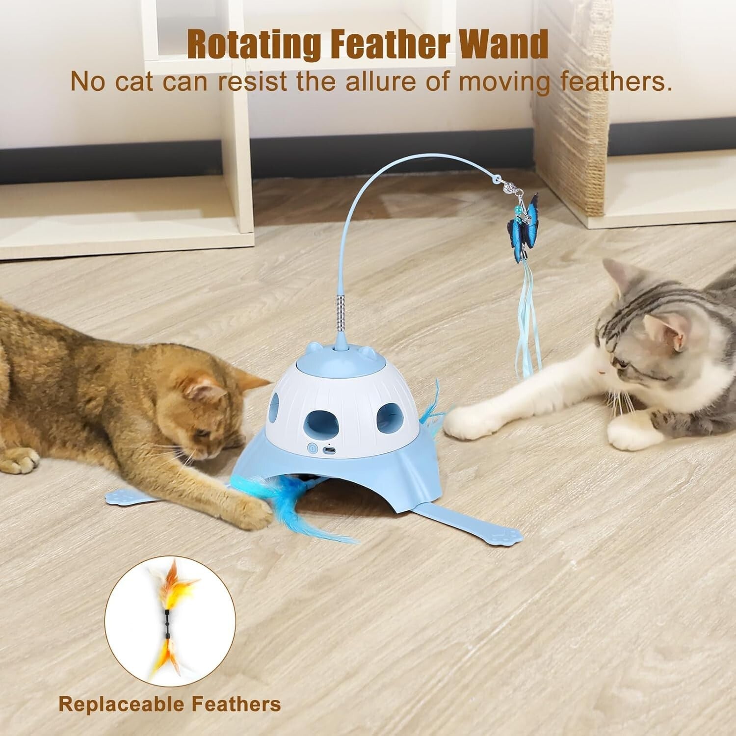 Multi-Cat Friendly Automatic Cat Toy: Whack-a-Mole, Butterfly, Feather Action