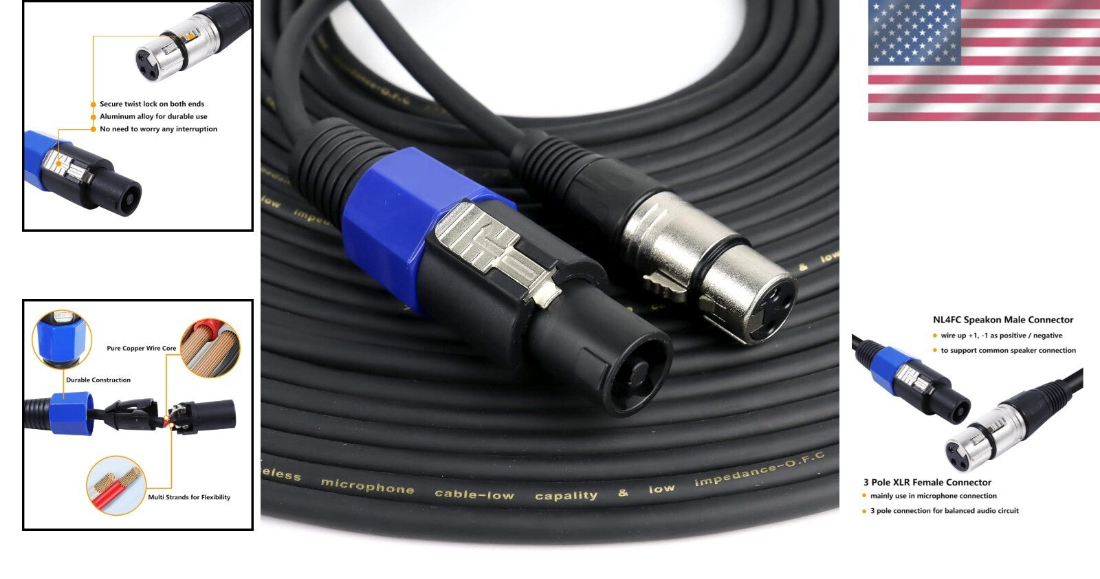 50ft SpeakOn to XLR Female Cable - Professional Audio Connection for Musicians