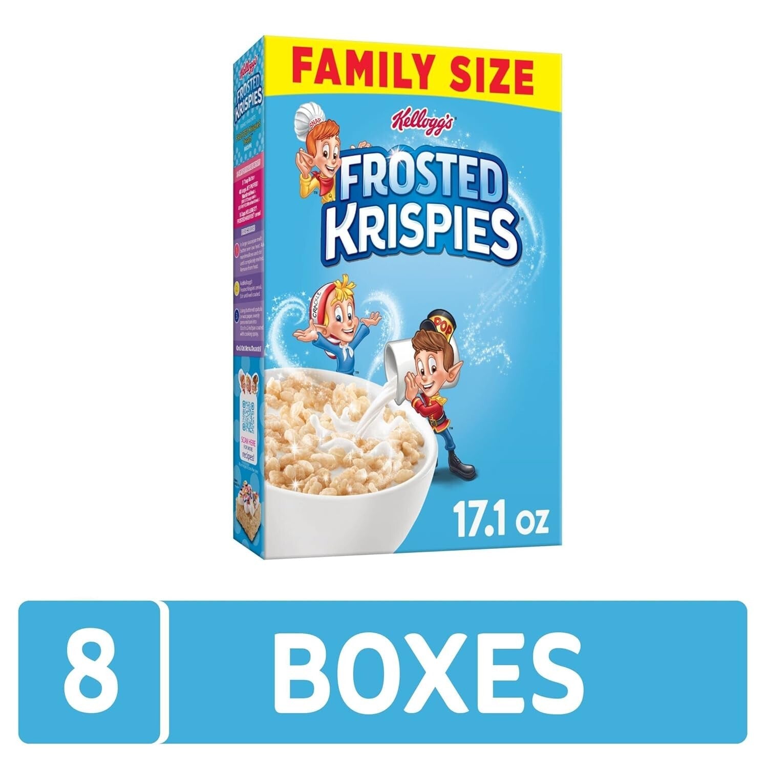 Healthy Fat-Free Frosted Krispies Breakfast Cereal - 8 Boxes of Crunchy Fun