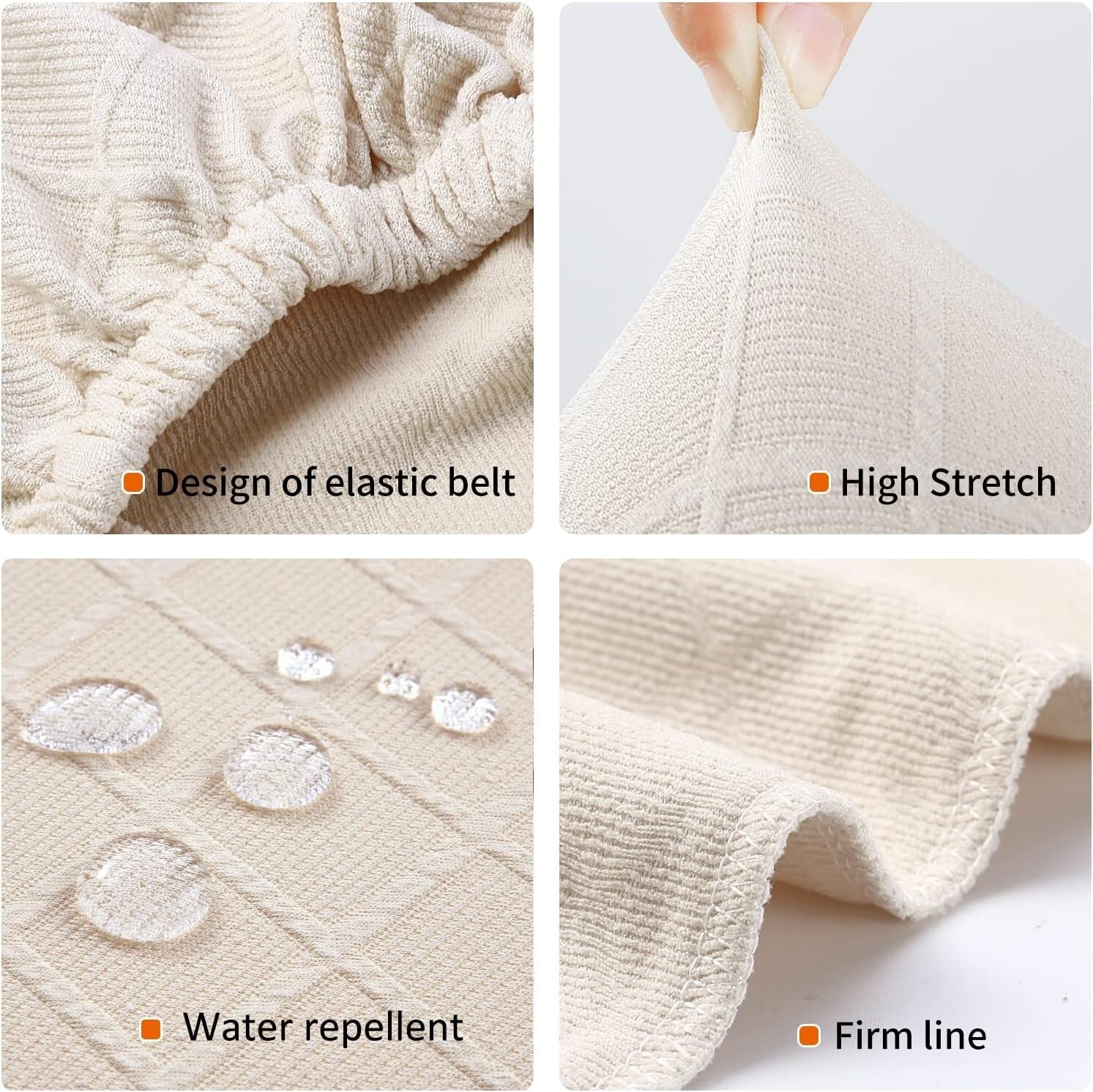 Elegant Washable Parsons Chair Slipcovers - 6-Pack Waterproof Covers in Beige