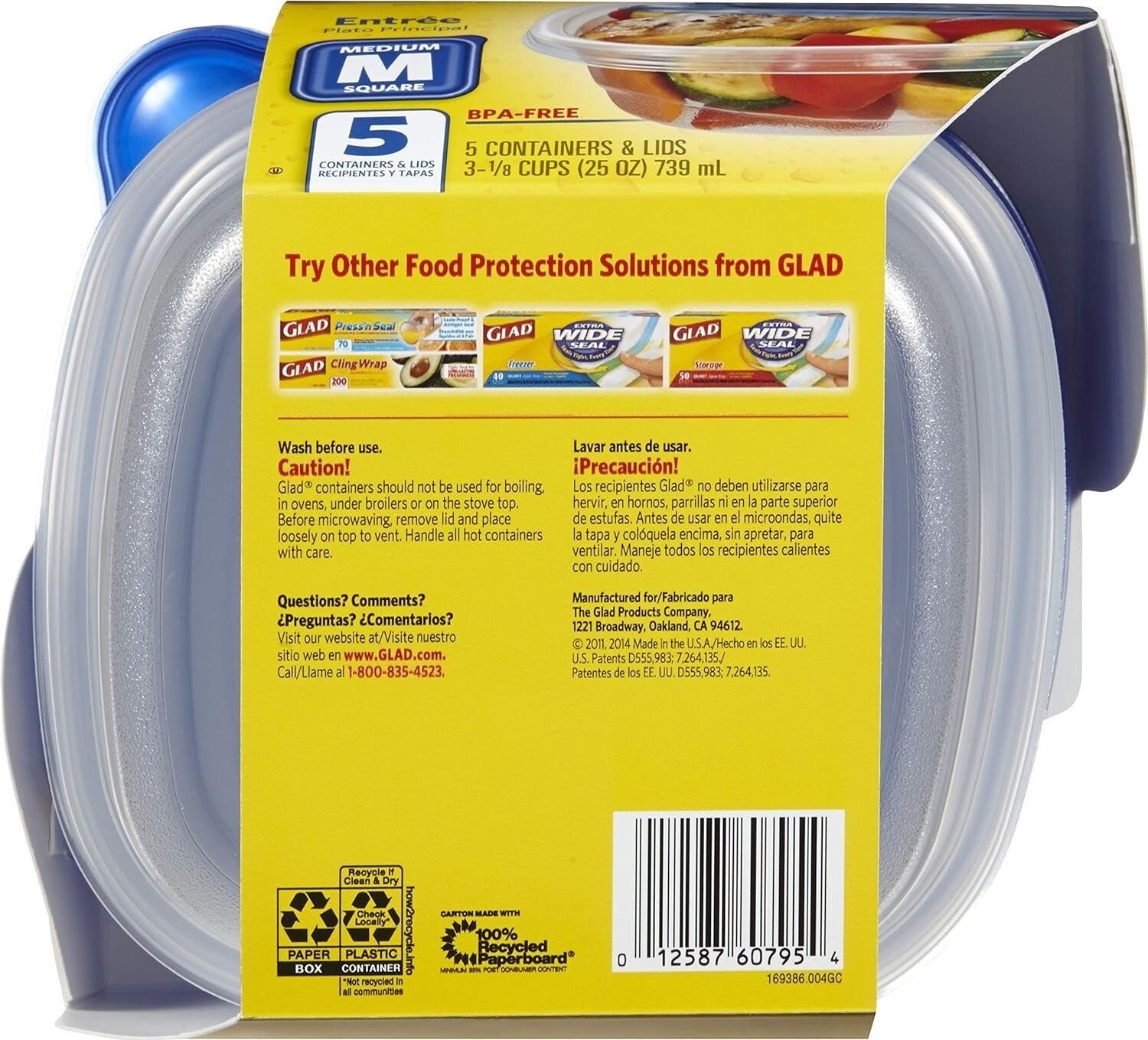 BPA-Free Modular Square Storage Containers - 30 Total: 25 Oz Each, Snap Closure