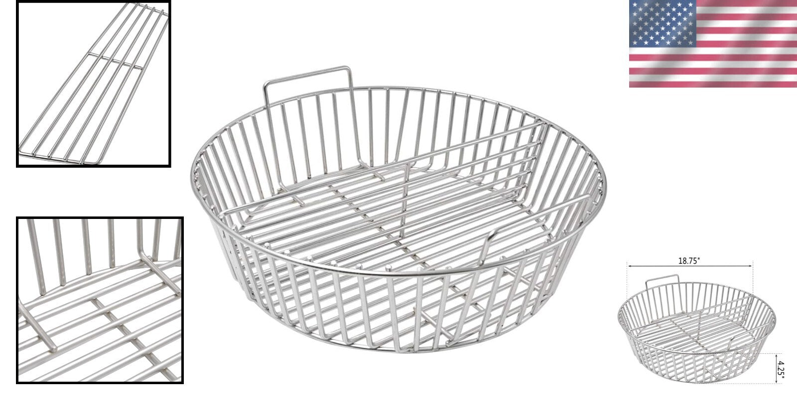 Stainless Steel Ash Basket for Efficient Cleanup - Fits X-Large Big Green Egg