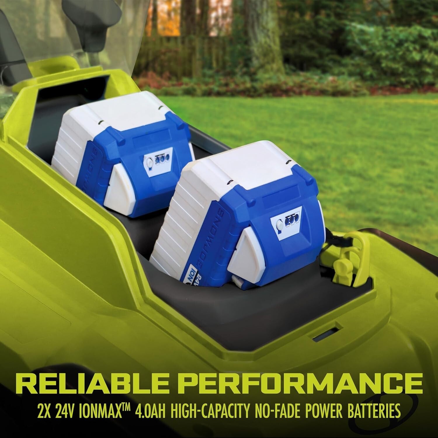 Lightweight 48-Volt Mulching Lawn Mower with Dual Batteries & Adjustable Heights