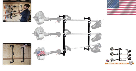 3-Position Snap-In Trimmer Rack - Heavy-Duty Carbon Steel for Landscape Trailers