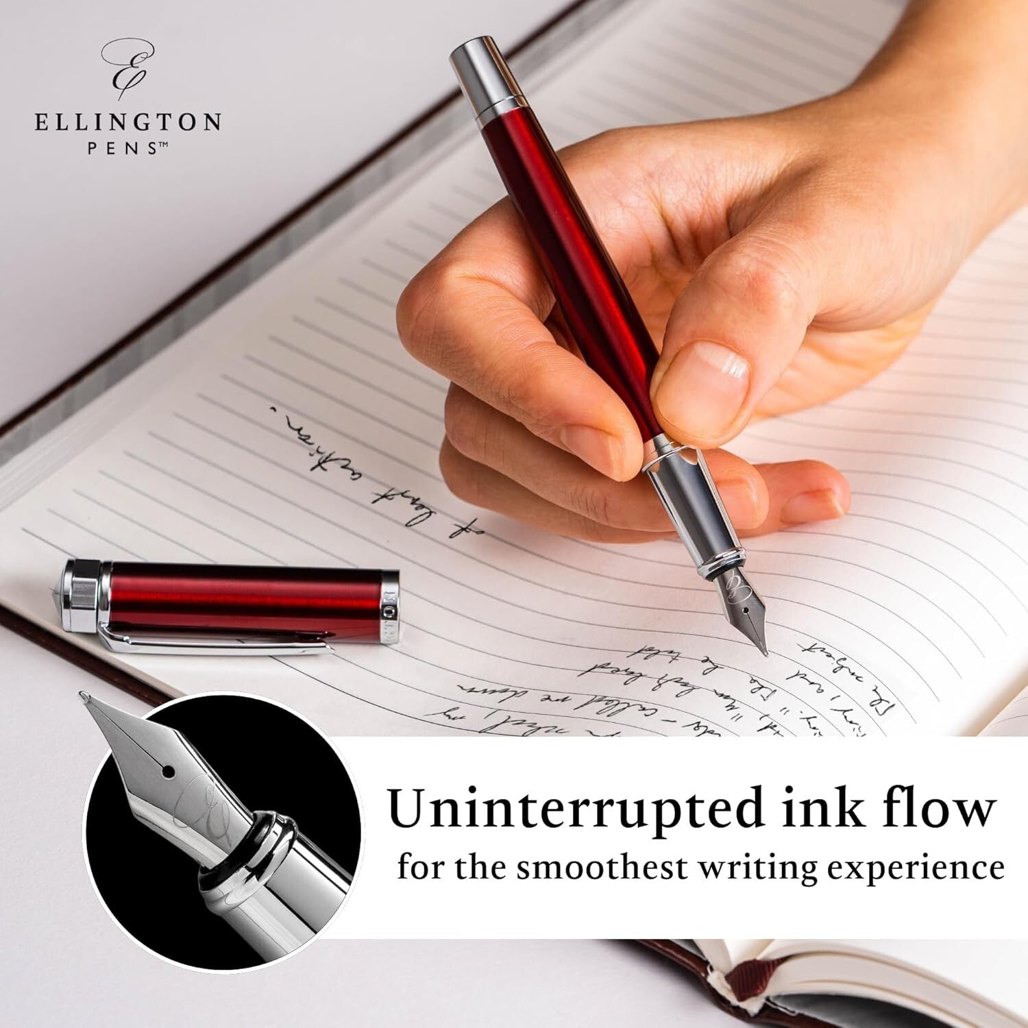 Ambidextrous Luxury Fountain Pen with Medium Nib & Gift Box - Effortless Writing