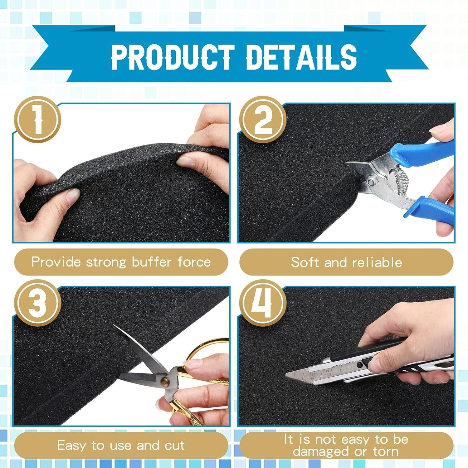 Versatile 4-Piece Polyurethane Foam Insert Set for Camera and Toolbox Protection