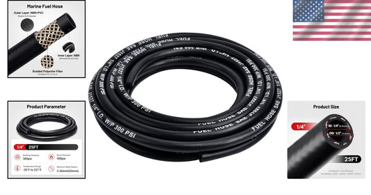 1/4" ID x 25FT Marine Fuel Hose A1-15 - Reliable for Gas & Diesel Applications