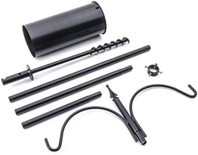 Squirrel-Proof 2 Arm Bird Feeder Pole Set with Durable Baffle & Ground Twister