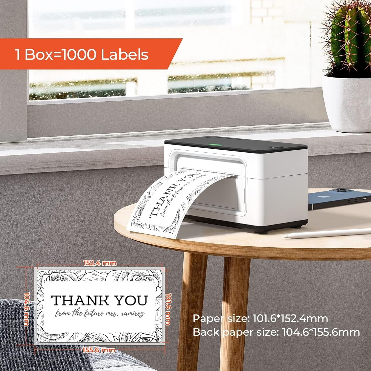 Durable 4x6 Direct Thermal Labels - 1000 Pack, Easy Peel and Smudge-Resistant