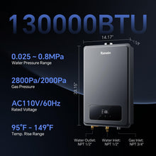 Load image into Gallery viewer, Natural Gas Tankless Water Heater - 5.3 GPM, 130,000 BTU - Unlimited Hot Water