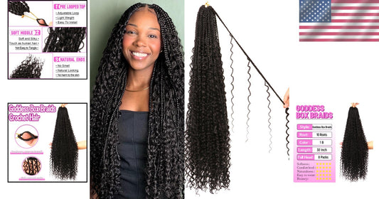 Goddess Boho Box Braids Crochet Hair - 30 Inch, 8 Packs for Effortless Style