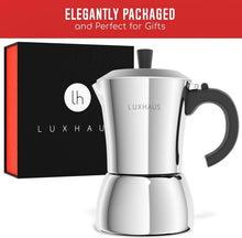Load image into Gallery viewer, Classic Stainless Steel Moka Pot - 6oz Portable Espresso Maker with Metal Hinge